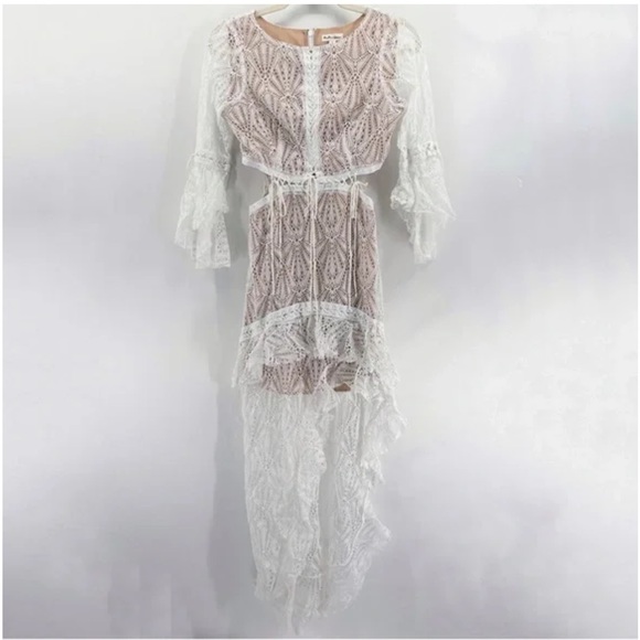 FOR LOVE & LEMONS High Roller Lace Maxi Dress Cutout Bell Sleeves w/ Tags Size M - Picture 10 of 16